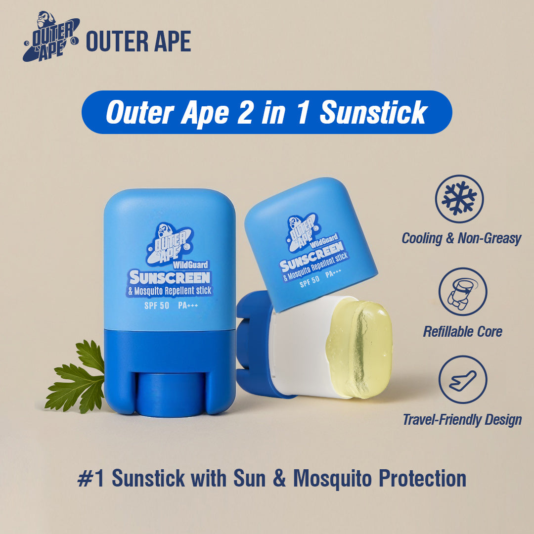 Outer Ape 2in1 Sunscreen & Mosquito Repellent Stick | SPF50, PA+++, DEET-Free, and Kid-Friendly