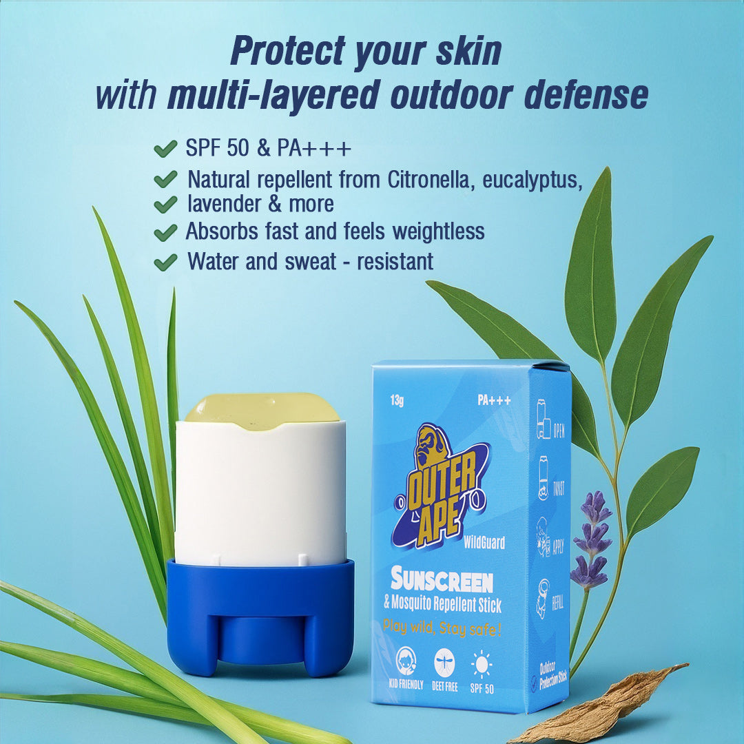 Outer Ape 2in1 Sunscreen & Mosquito Repellent Stick | SPF50, PA+++, DEET-Free, and Kid-Friendly