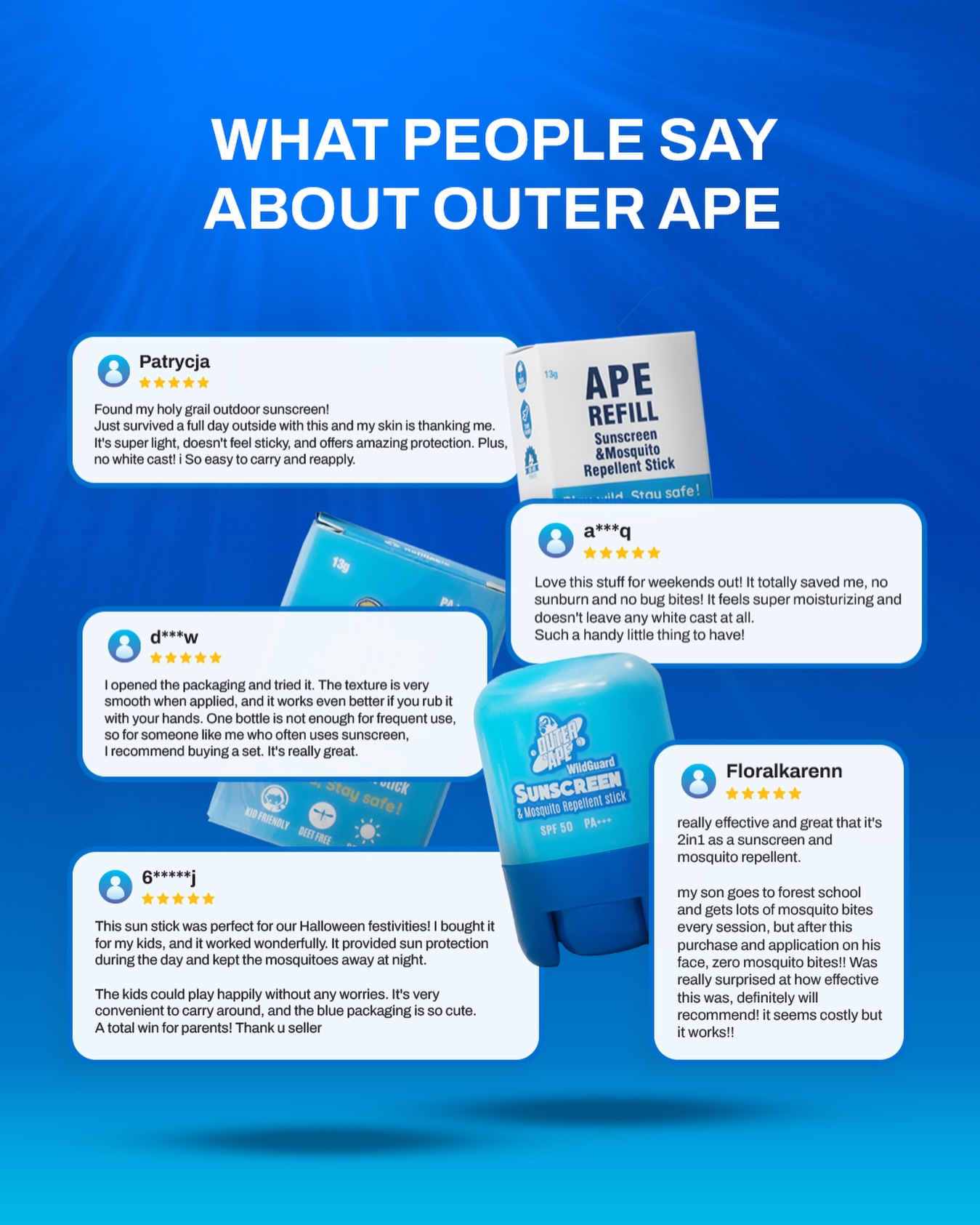 Outer-Ape 2-in-1 SPF 50+++ Sunscreen Stick with Mosquito Repellent OUTER APE