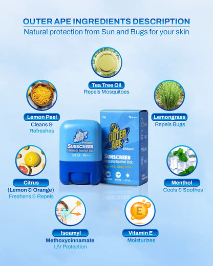 2-in-1 Sunscreen & Mosquito Repellent Stick OUTER APE